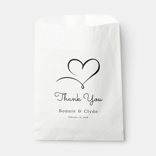 Elegant Heart Mark White Wedding Guest Favor Bag Geschenktütchen (Vorderseite)