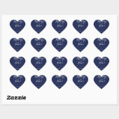Elegant Heart Navy Blue Wedding Stickers (Blatt)