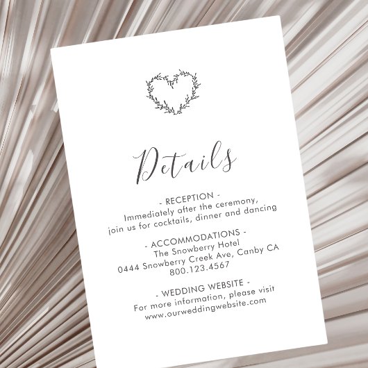 Elegant Heart Script Wedding Begleitkarte