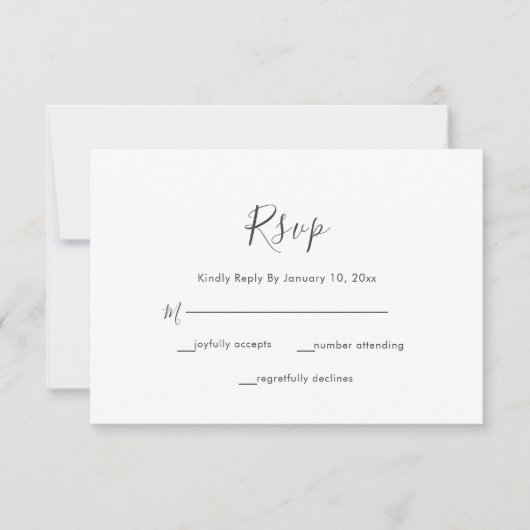 Elegant Heart Script Wedding RSVP Karte (Vorderseite)