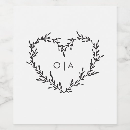 Elegant Heart Script Wedding Weinetikett (Einzelnes Label)