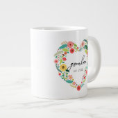 Elegant Heart Shape Flowers Grandma Est Jumbo-Tasse (Vorderseite Rechts)