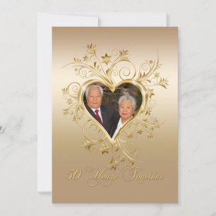 Elegant Heart Swirls 50. Fotojubiläum Einladung