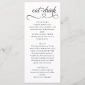 Elegant Heart Typography Modern Wedding Menu Menükarte (Vorderseite)