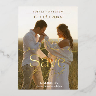 Elegant Heart Wedding Photo Save The Date Folieneinladung