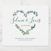 Elegant Heart with Flowers and Branches Schaumweinetikett (Einzelnes Label)