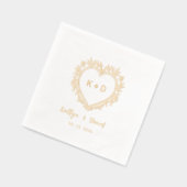 Elegant Heart Wreath Monogram Wedding Napkins Servietten Mit Folie (Links)