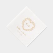 Elegant Heart Wreath Monogram Wedding Napkins Servietten Mit Folie (Rechts)