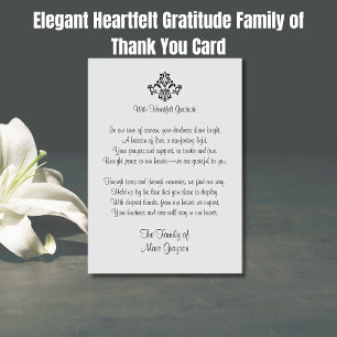 Elegant Heartfelt Dankbarkeit Familie des Dankes Dankeskarte