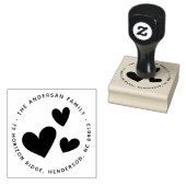 Elegant Hearts Family Name Rücksendeadresse Gummistempel (Stempel)