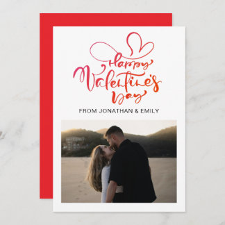 Elegant Hearts Happy Valentine's Day 1 Photo Feiertagskarte