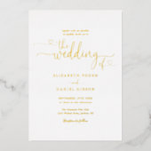 Elegant Hearts Script Calligraphy Foto Wedding Folieneinladung (Vorderseite)