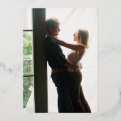 Elegant Hearts Script Calligraphy Foto Wedding Folieneinladung (Rückseite)