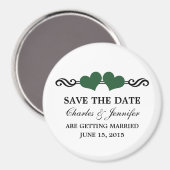 Elegant Hearts speichern das Datum Magnet, Grün Magnet (Vorderseite/Rückseite)