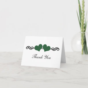 Elegant Hearts Wedding Dankeschön Card, Green Dankeskarte