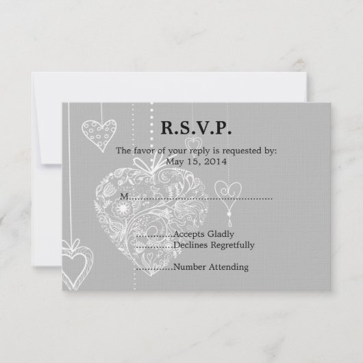 Elegant Hearts Wedding RSVP (Vorderseite)