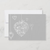 Elegant Hearts Wedding RSVP Karte (Rückseite)