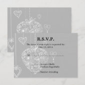 Elegant Hearts Wedding RSVP Karte (Vorne/Hinten)