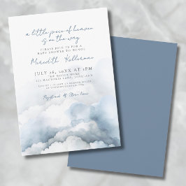 Elegant Heaven Watercolor Blue Baby Shower Einladung
