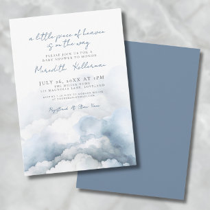 Elegant Heaven Watercolor Blue Baby Shower Einladung
