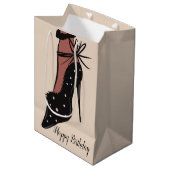 Elegant Heel Beauty Fashionista Geburtstag Mittlere Geschenktüte (Vorderseite Schrägansicht)