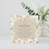 Elegant Heilige Taufe Kreuz Wasserfarbe Daisy Einladung (Stehend Vorderseite)