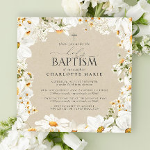 Elegant Heilige Taufe Kreuz Wasserfarbe Daisy