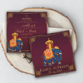 Elegant hell Red Gold Indische Hochzeitseinladung