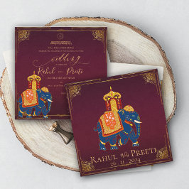 Elegant hell Red Gold Indische Hochzeitseinladung