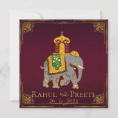 Elegant hell Red Gold Indische Hochzeitseinladung (Vorderseite)