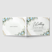 Elegant Hellblaue Blumen Eukalyptus Goldhochzeit Gästebuch (Voll)