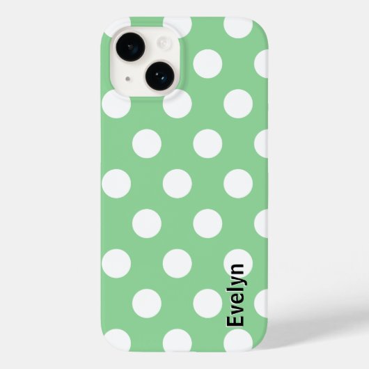 Elegant hellgrüne weiße Polka Dots Gemustert Case-Mate iPhone Hülle (Rückseite)