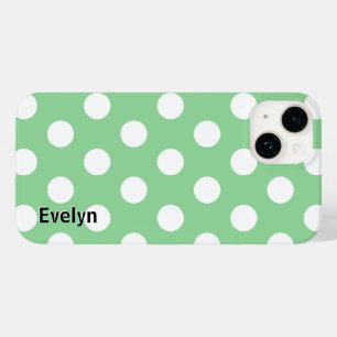Elegant hellgrüne weiße Polka Dots Gemustert Case-Mate iPhone 14 Hülle
