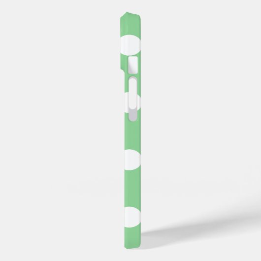 Elegant hellgrüne weiße Polka Dots Gemustert Case-Mate iPhone Hülle (Rückseite / Links)