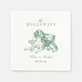 Elegant hellgrüner Beagle Champagner-Hochzeit Serviette (Vorderseite)