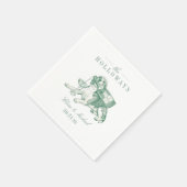 Elegant hellgrüner Beagle Champagner-Hochzeit Serviette (Ecke)