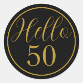 Elegant Hello 50 Birthday Design Runder Aufkleber (Vorderseite)