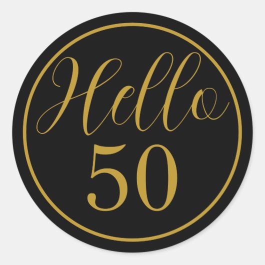 Elegant Hello 50 Birthday Design Runder Aufkleber (Vorderseite)