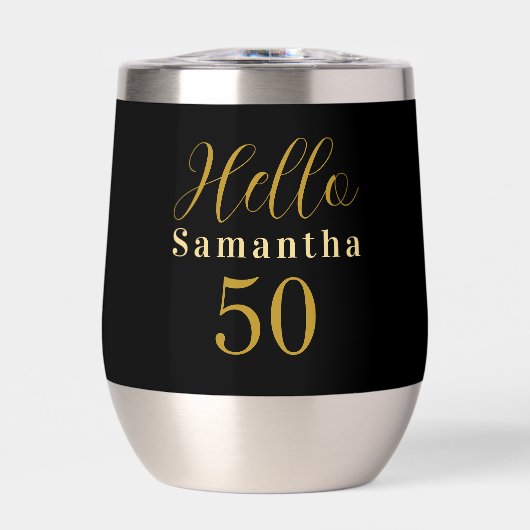 Elegant Hello 50 Black Gold 50th Birthday (Vorderseite)