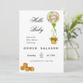 Elegant Hello Baby Balloon Shower Invitation Einladung (Stehend Vorderseite)