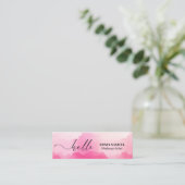 Elegant Hello Minimal Calligraphy Hot Pink Mini Visitenkarte (Stehend Vorderseite)