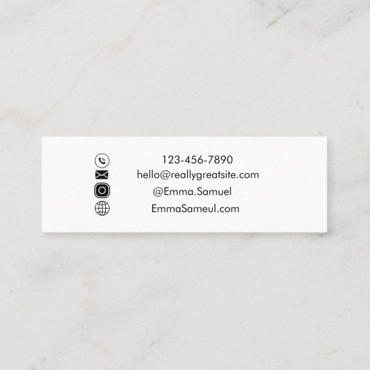 Elegant Hello Minimal Calligraphy Hot Pink Mini Visitenkarte (Rückseite)