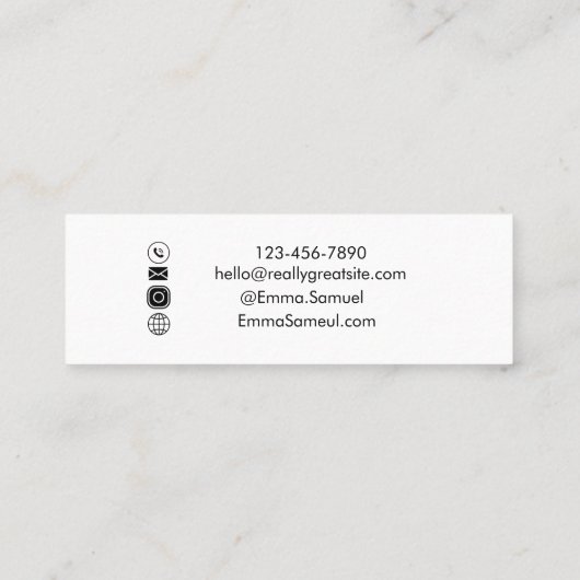 Elegant Hello Minimal Calligraphy Mini Visitenkarte (Rückseite)