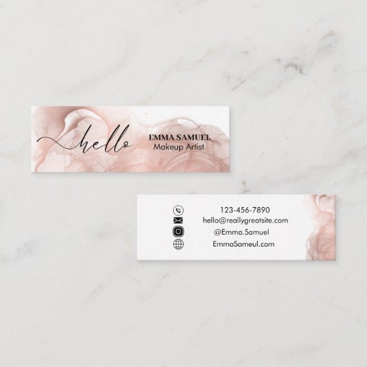 Elegant Hello Minimal Calligraphy Rose Gold Mini Visitenkarte (Vorne/Hinten)
