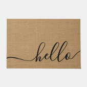 Elegant Hello Welcome Word Art on Imitats Burlap Fußmatte (Vorderseite)