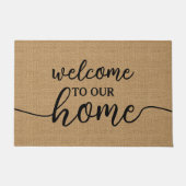 Elegant Hello Welcome Word Art on Imitats Burlap Fußmatte (Vorderseite)
