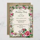 Elegant hellrosa Blumengebirge Einladung zum Gebur (Vorne/Hinten)