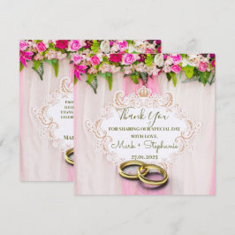 Elegant hellrosa Blumenzettel Dankeschön Karte