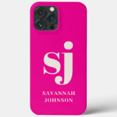 Elegant hellrosa Monogramm-Initialen Case-Mate iPhone Hülle (Rückseite)