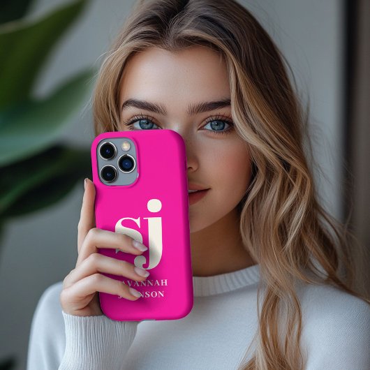 Elegant hellrosa Monogramm-Initialen Case-Mate iPhone Hülle